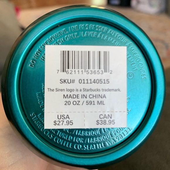 Brand new Starbucks mermaid vacuum insulated water bottle, 20oz - Picture 4 of 4